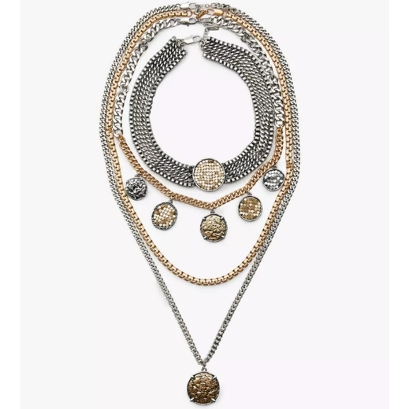 Zara 4 Pack Of Metal Necklace With Combined Medallions - Picture 2 of 2